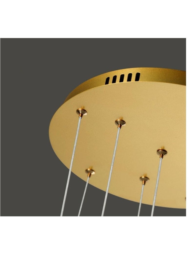 Remote Control Modern LED Gold Ring Chandelier – 4-Tier Adjustable Pendant Light for Living Room, Dining Area, Foyer & Hotel Lobby – Contemporary Ceiling Fixture with Warm White Light & Sleek Metal Finish - Image 3