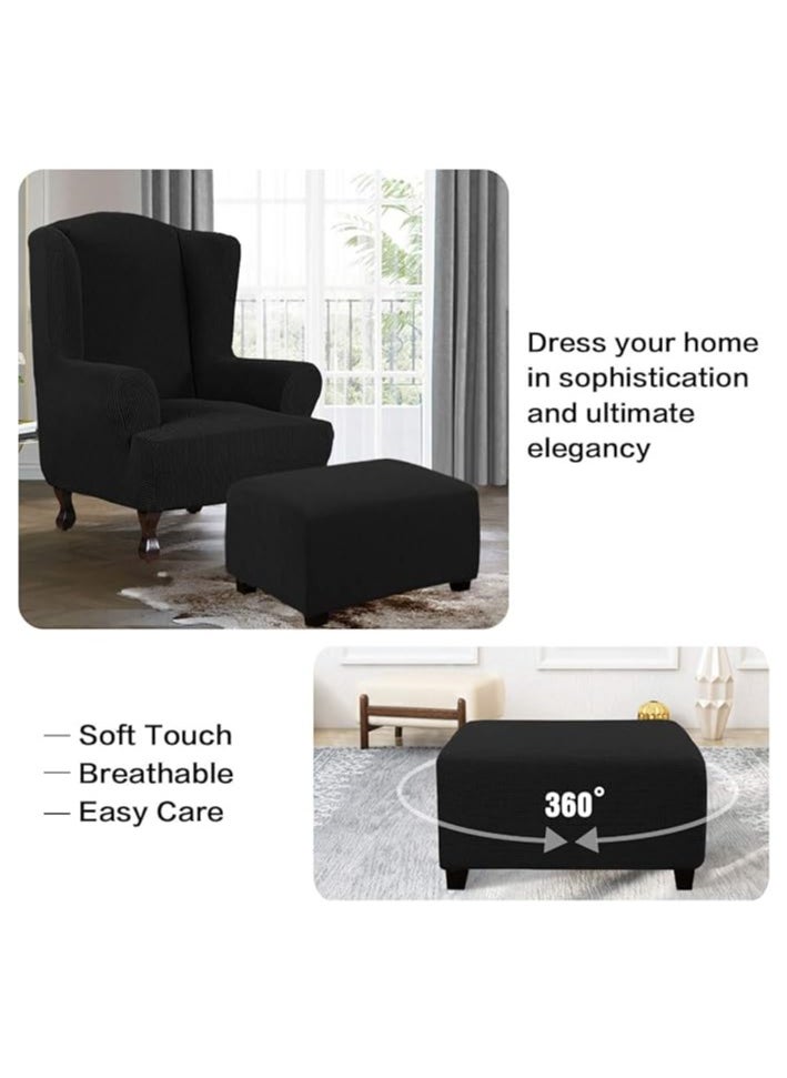 General Elastic cover for armchair (elastane), rectangular, elastic footrest cover, padded all-inclusive stool cover, simple home sofa stepstool cover  - Image 2