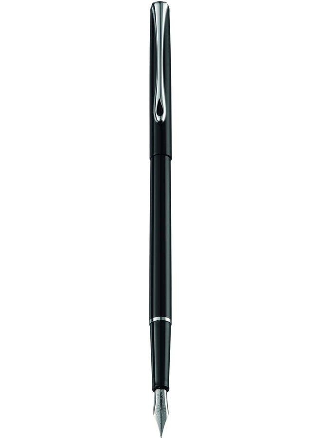 Diplomat Traveller Black Lacquer Fountain Pen (Medium) with Converter D10424935