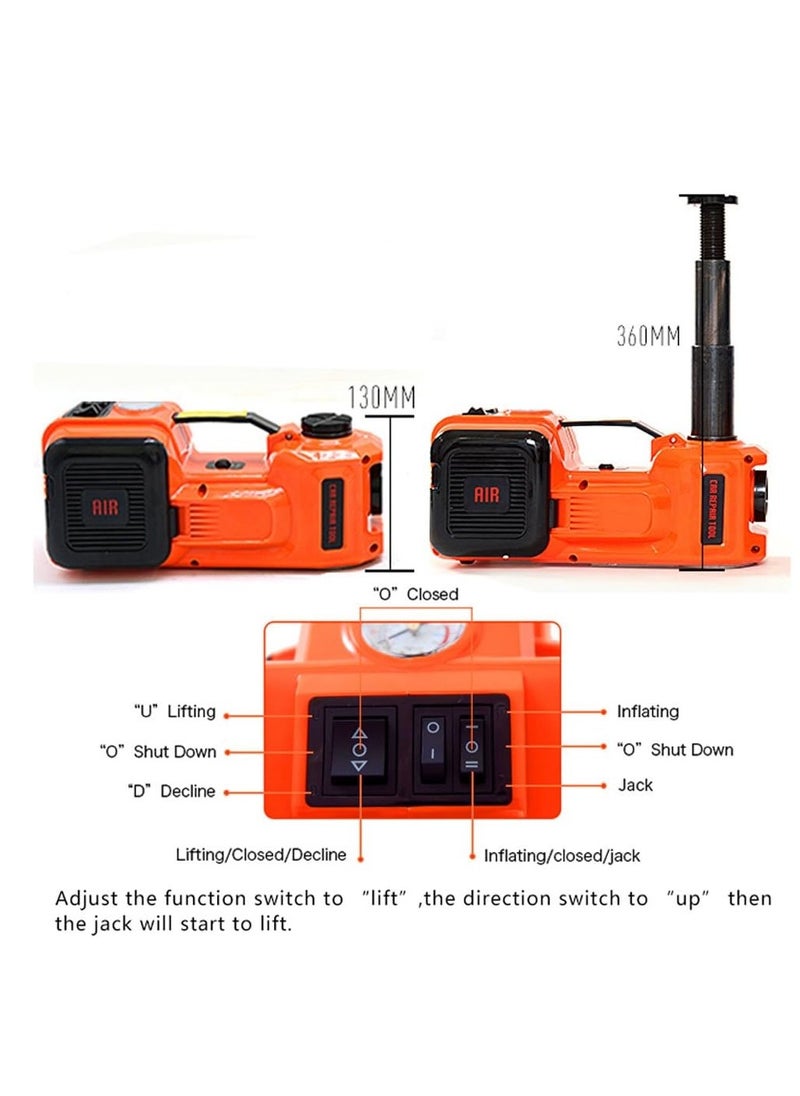 Generic Electric Hydraulic Car Jack 12V DC 5T (11023lb) Electric Hydraulic Car Jack Kit | 3-in-1 Floor Jack with Tire Inflator, LED Flashlight & Safe Hammer | Compact Auto Emergency Repair Tool Set  - Image 3
