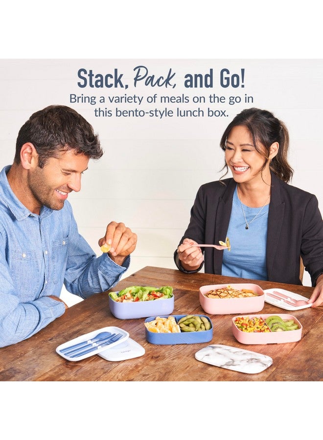 Bentgo Classic - Adult Bento Box, Stackable 3-Compartment Lunch Box with Removable Utensil Set and Sealing Strap, BPA-Free, Food Container Ideal for Meal Prep, Work, and On the Go (Slate) - Image 4