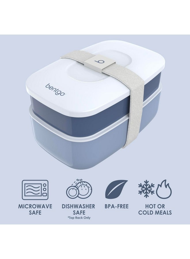 Bentgo Classic - Adult Bento Box, Stackable 3-Compartment Lunch Box with Removable Utensil Set and Sealing Strap, BPA-Free, Food Container Ideal for Meal Prep, Work, and On the Go (Slate) - Image 2
