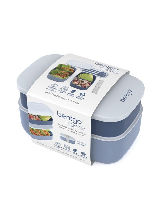 Bentgo Classic - Adult Bento Box, Stackable 3-Compartment Lunch Box with Removable Utensil Set and Sealing Strap, BPA-Free, Food Container Ideal for Meal Prep, Work, and On the Go (Slate) - Image 3