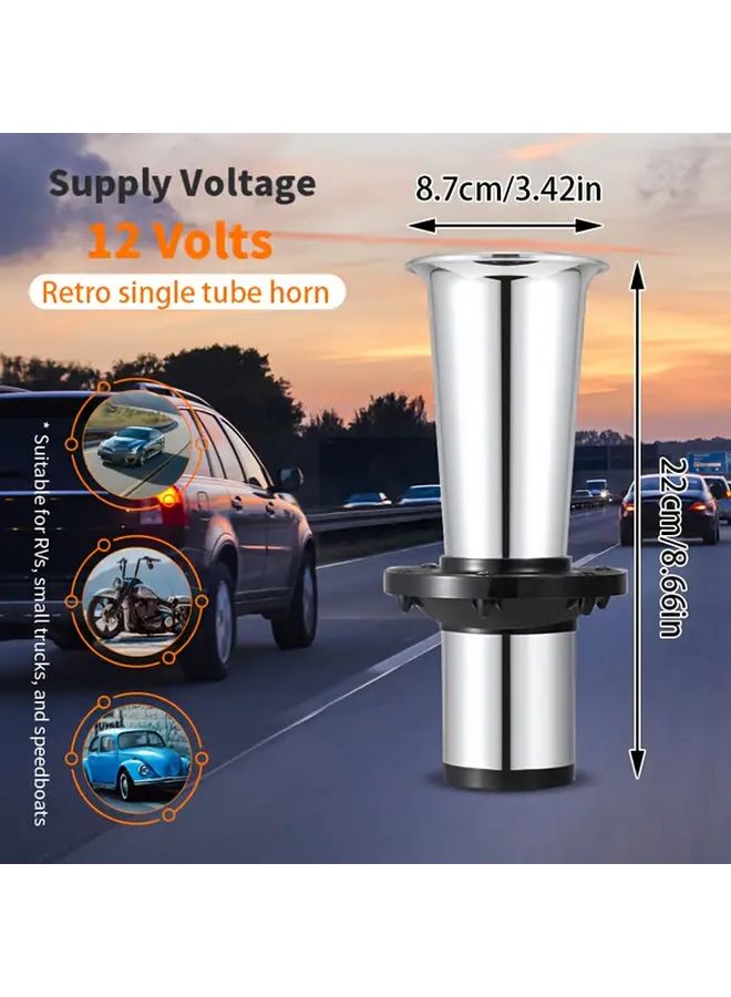 Silvery 12V Vintage Air Horn Retro Bell Loud Speaker For Car Truck Boat - Image 2