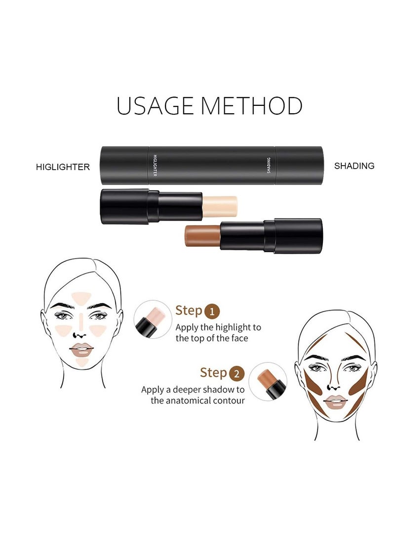 KARNAR 4 Colors Cream Contour Sticks Makeup Kit, Primer Face Highlighter Contouring for Beginners, Highlight and Contour Kit, Cream Concealer Makeup Blur Stick, Primer Face Corrector 1#,3# - Image 2