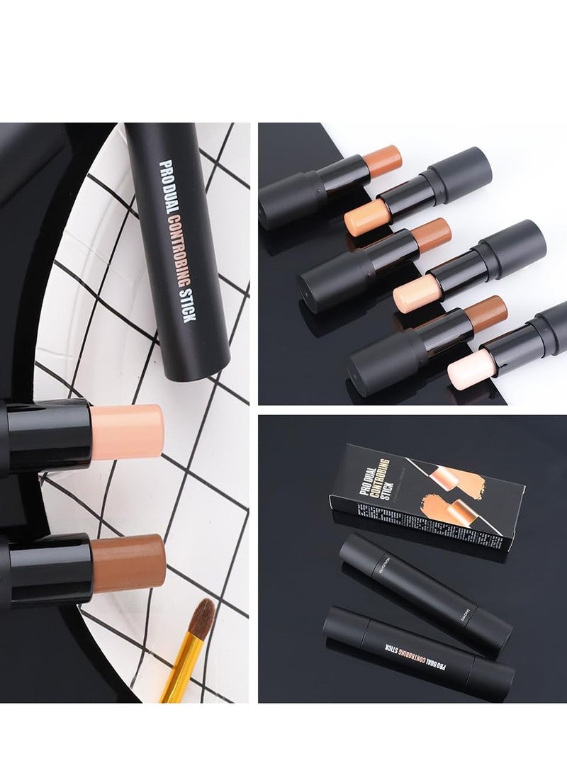 KARNAR 4 Colors Cream Contour Sticks Makeup Kit, Primer Face Highlighter Contouring for Beginners, Highlight and Contour Kit, Cream Concealer Makeup Blur Stick, Primer Face Corrector 1#,3# - Image 5
