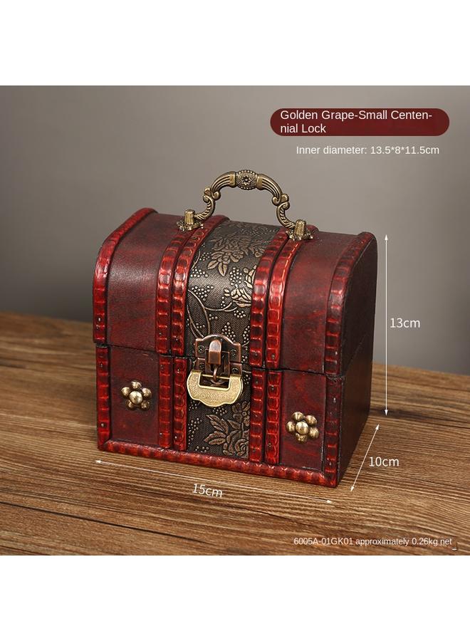 Bluejw New Classical Wooden Storage Box With Lock Creative Gift Packaging Wooden Box With Handle Jewelry Desktop Storage - Image 1