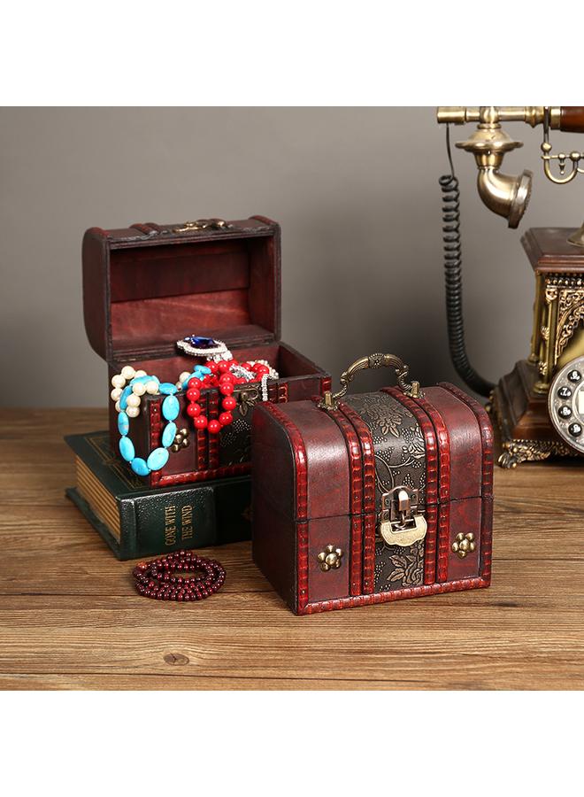 Bluejw New Classical Wooden Storage Box With Lock Creative Gift Packaging Wooden Box With Handle Jewelry Desktop Storage - Image 2