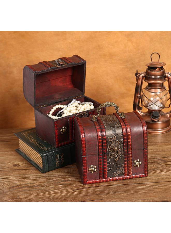 Bluejw New Classical Wooden Storage Box With Lock Creative Gift Packaging Wooden Box With Handle Jewelry Desktop Storage - Image 3