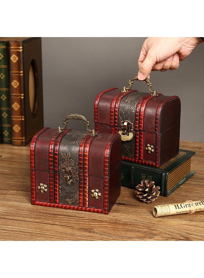 Bluejw New Classical Wooden Storage Box With Lock Creative Gift Packaging Wooden Box With Handle Jewelry Desktop Storage - Image 4