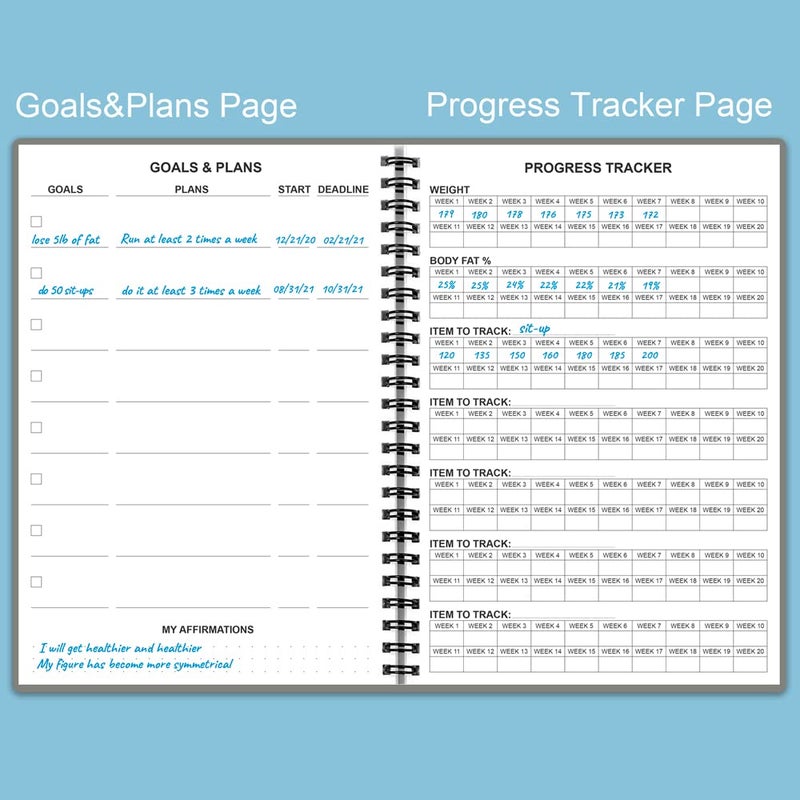 Nokingo Fitness Planner for Women & Men - A5 Workout Log Book/Exercise Log to Track Weight Loss, Gym, Bodybuilding Progress - Daily Health & Wellness Journal, 5.8X8.25 In Workout Book - Image 3