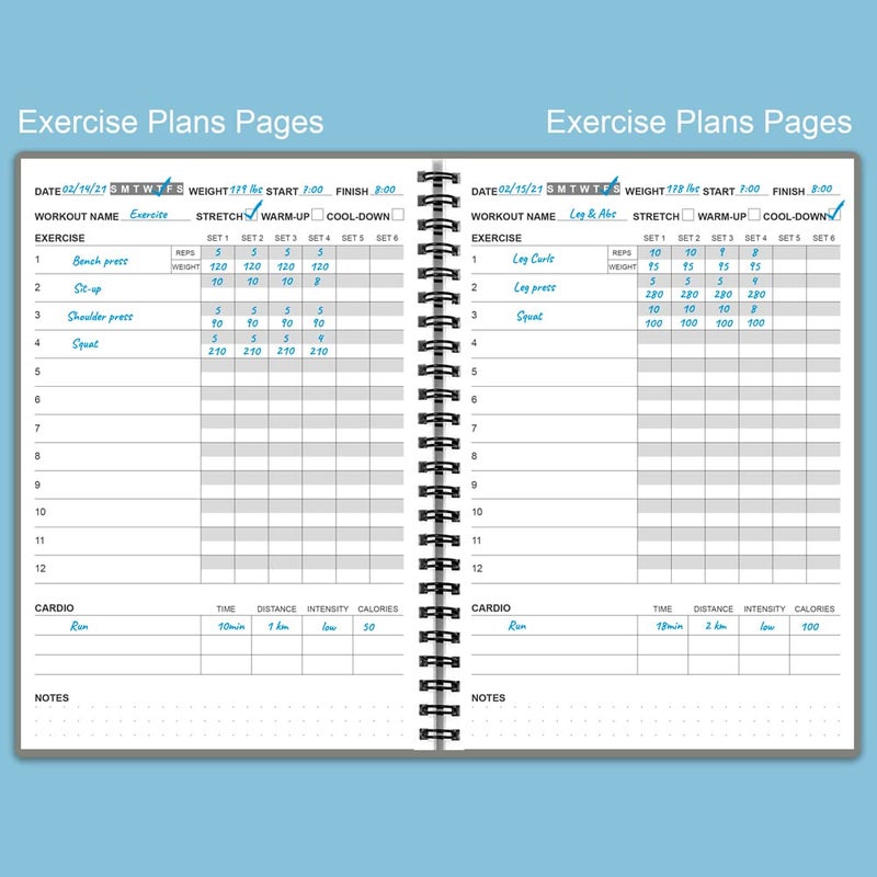 Nokingo Fitness Planner for Women & Men - A5 Workout Log Book/Exercise Log to Track Weight Loss, Gym, Bodybuilding Progress - Daily Health & Wellness Journal, 5.8X8.25 In Workout Book - Image 2