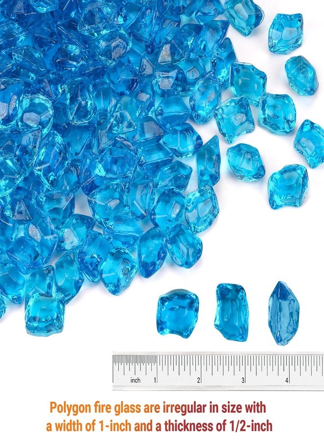 Skyflame زجاج ناري متعدد الأضلاع من Skyflame، وزن 10 أرطال، مناسب لمناظر طبيعية لحفرة النار أو الموقد، مقاس 1/2 بوصة، لون أزرق مائي - Image 2