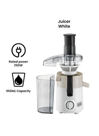 Juice Extractor with Large Feeding Chute 950 ml 250 W JE250-B5 White - view 2