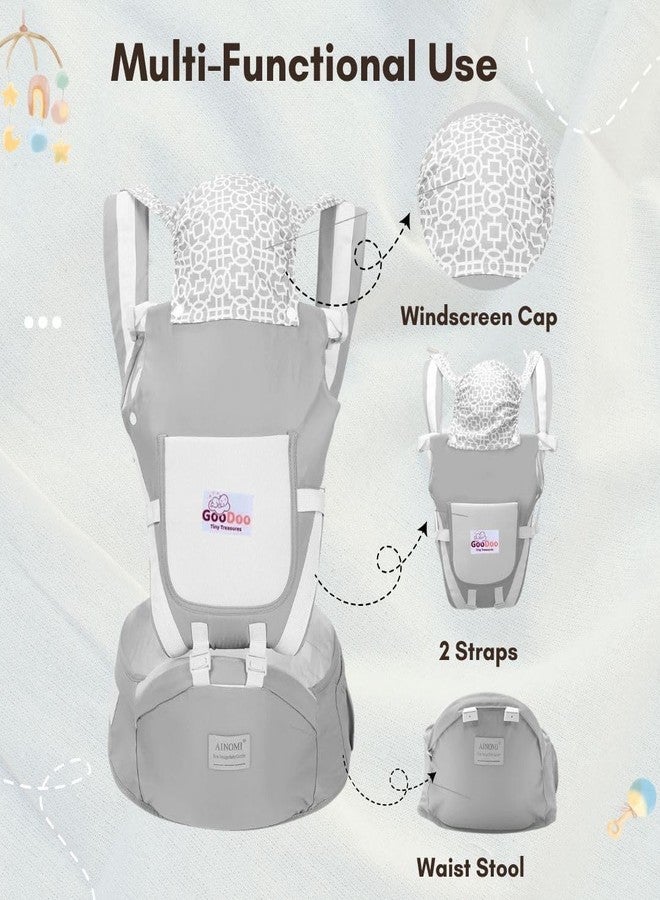 GOODOO Tiny Treasures Soft Baby Carrier, Baby Carrier Bag for 0 to 2 Year Old, 5 in 1 Carry Option, Grey - Image 2