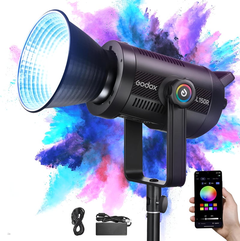 Godox SL150R 165W RGB LED Video Light | 5600K@1m CRI≥96, TLCI≥96 14 FX Effects Bowens Mount Silent Continuous Output Lighting APP/2.4G Control 360° for Video Recording, Portrait, Photography - Image 1