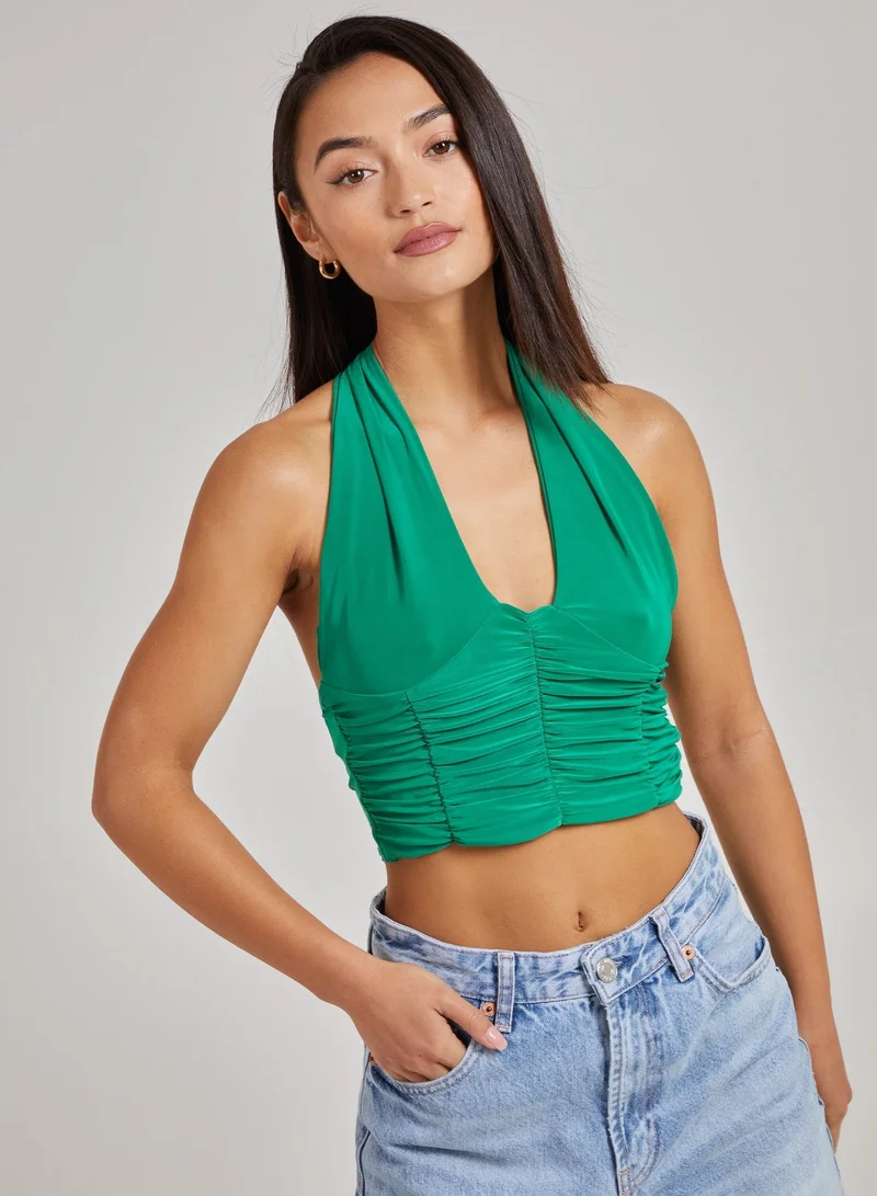 Pink Vanilla Gathered Halter Neck Slinky Top