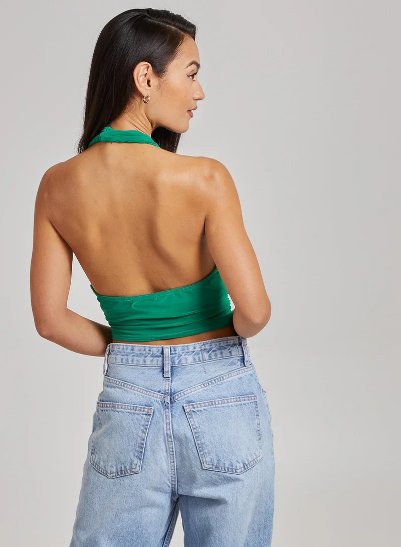 Pink Vanilla Gathered Halter Neck Slinky Top