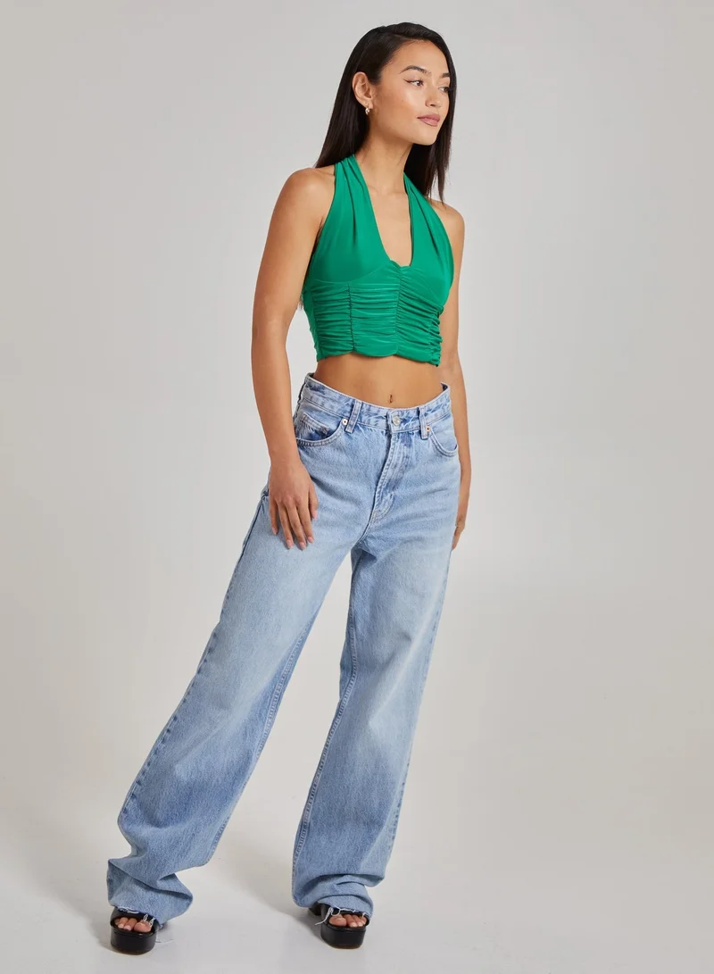 Pink Vanilla  Gathered Halter Neck Slinky Top for Women | Best Price UAE