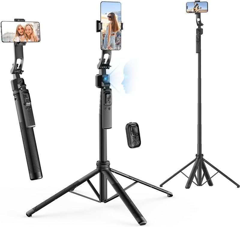 Rollei Auto Face Tracking Tripod, Smartphone Gimbal Stabilizer 64'' Selfie Stick Tripod Holder 360° Rotation for iPhone/Android Stand for Filming Streaming Tiktok Video Vlog - Image 1