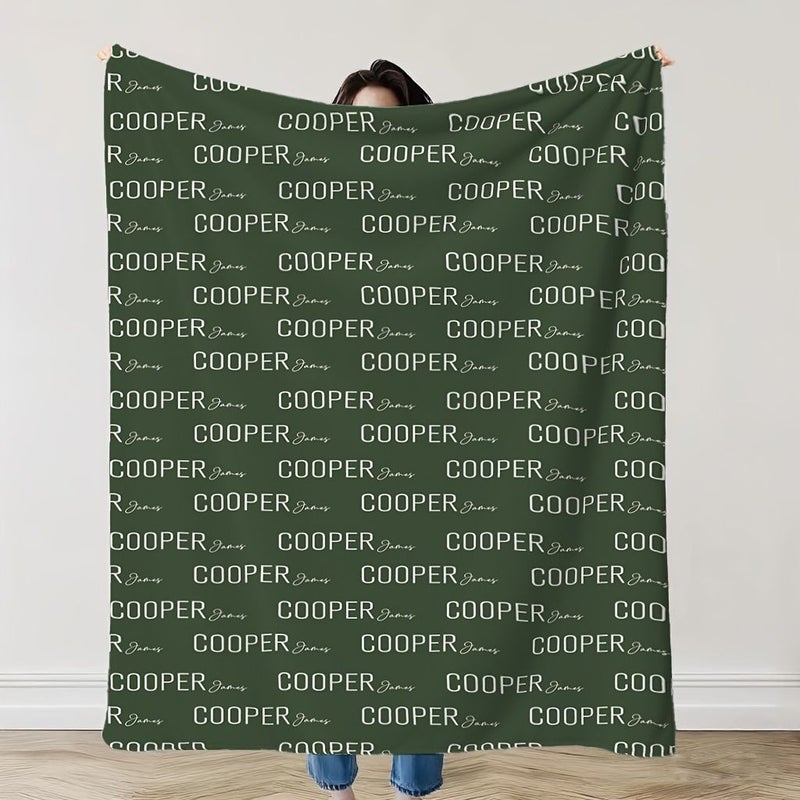 Premium Personalized Sky Blue Flannel Blanket With Name Uploaded Text Soft Hypoallergenic Skin Friendly Throw For Bedroom Travel Office All Season 150x230 Cm - Image 4