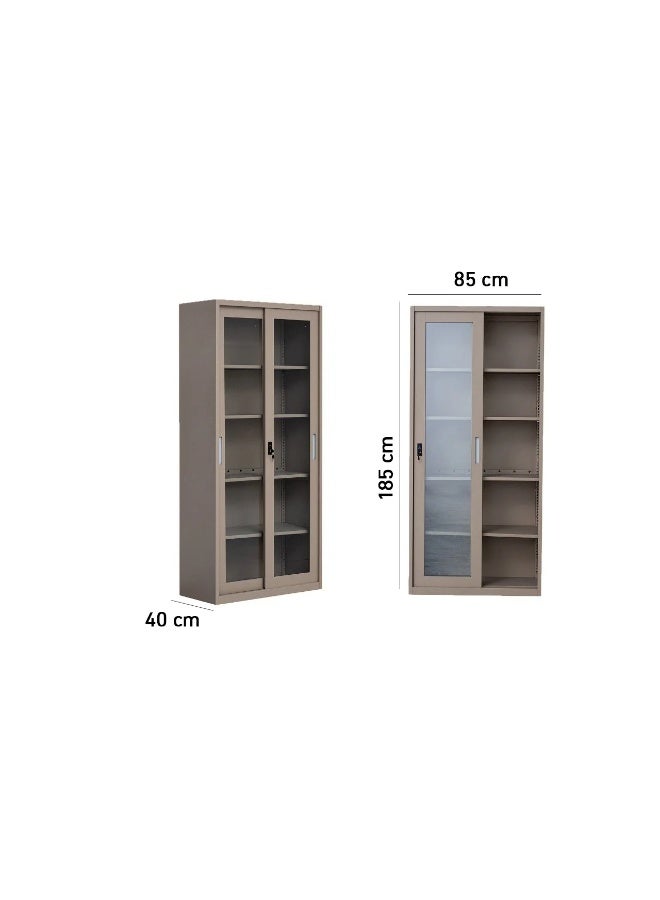 بيتي دولاب مكتبي حديد باب سحاب - بيج - Image 3