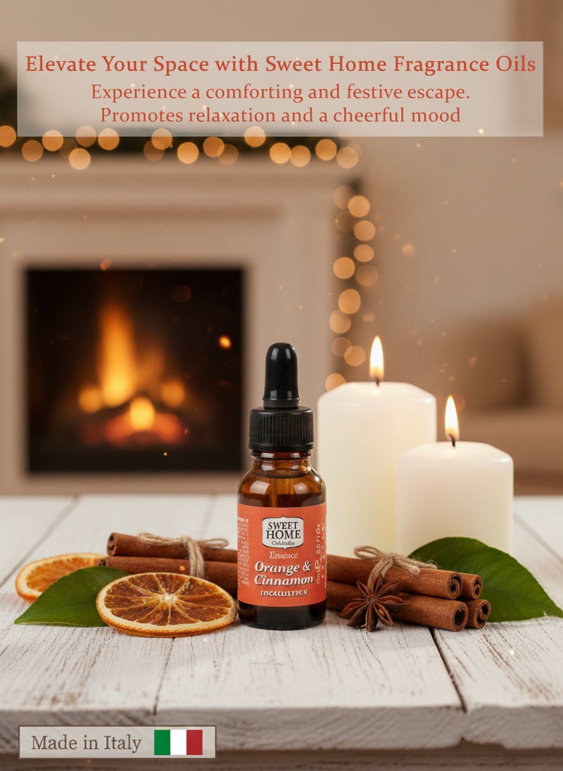 سويت هوم إسنسز - زيت عطري برائحة البرتقال والقرفة، ١٥ مل | رائحة دافئة من الحمضيات والتوابل، مناسب لموزعات الروائح والشموع ومعطرات المنزل | مزيج منعش ودافئ لأجواء احتفالية دافئة ومريحة - Image 4