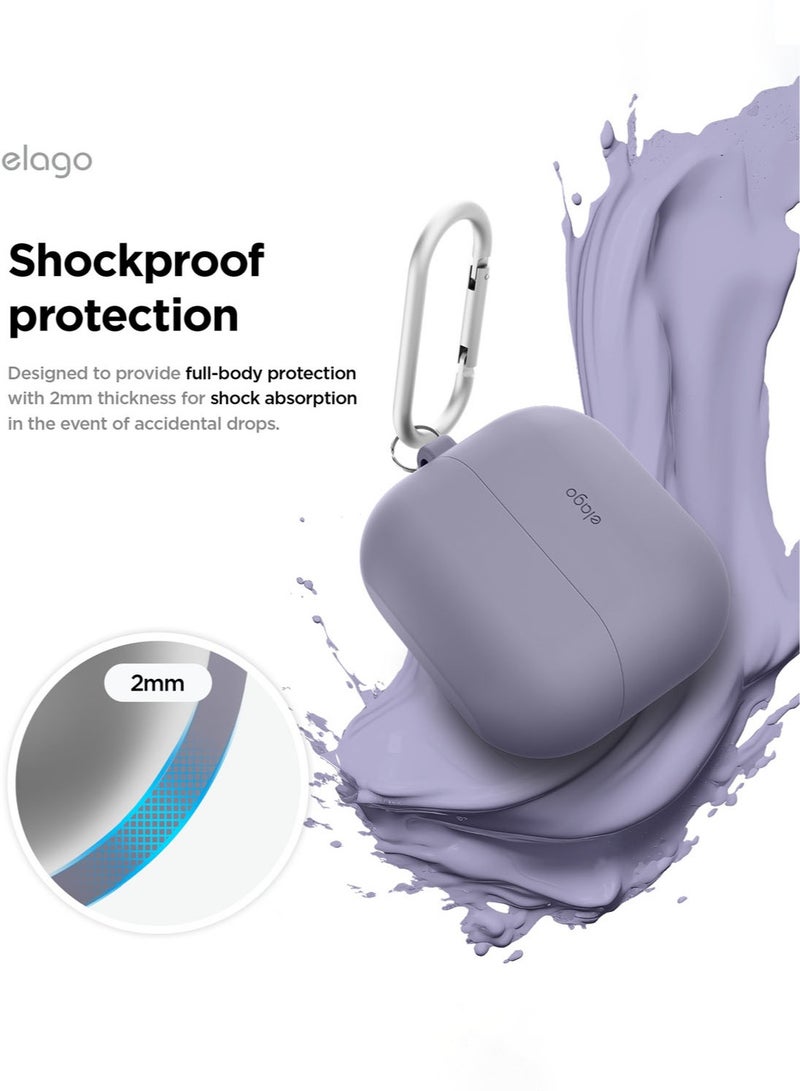 Elago Silicone Hang for Samsung Galaxy Buds3 and Galaxy Buds 3 Pro Case Cover with Carabiner - Lavender Grey - Image 3