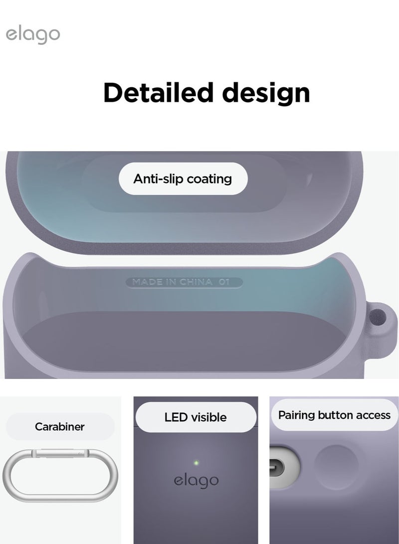 Elago Silicone Hang for Samsung Galaxy Buds3 and Galaxy Buds 3 Pro Case Cover with Carabiner - Lavender Grey - Image 4