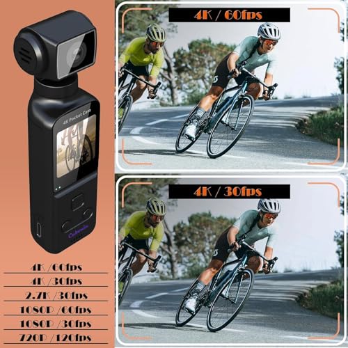Cubonic K1 Pocket, 4K Ultra HD Enabled Camcorder, 270° Manual Rotatable Handheld Sports, Action Recorder for Outdoor, Riding, Diving, Shooting Compatible with Extenal Type-C Mic Vlogging Camera - Image 4