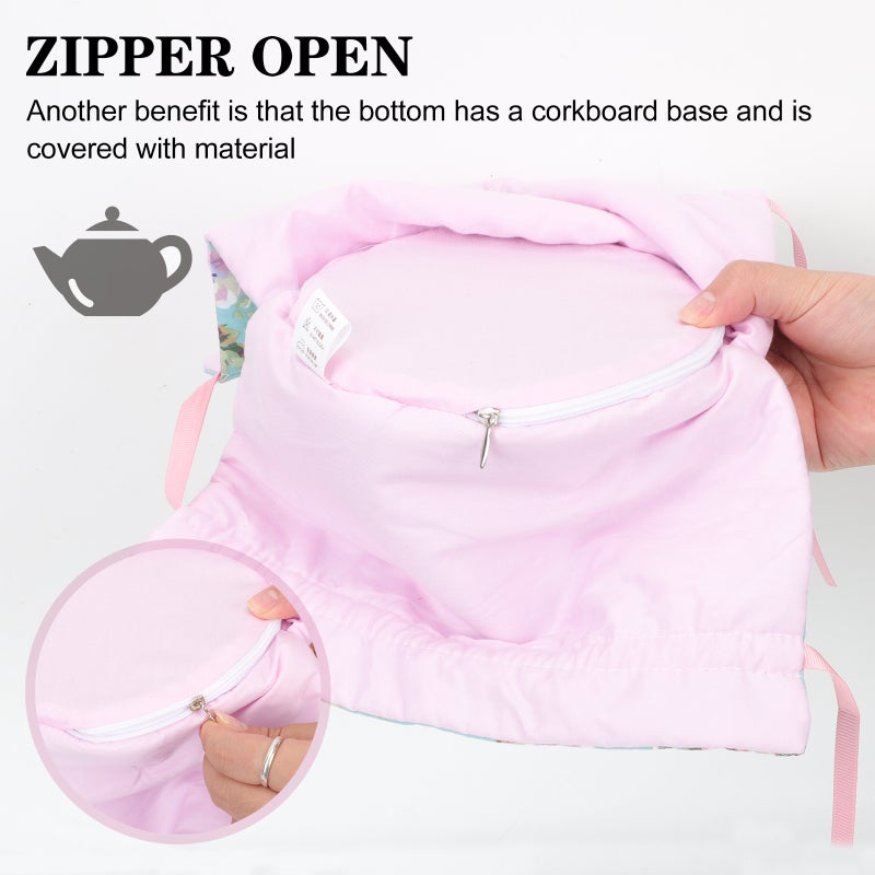 Tea Cozy Cover Insulated Cotton Tea Cosy Teapot Crowd Breakfast Square Sky-Blue 1Pack Burn Protection - Image 5