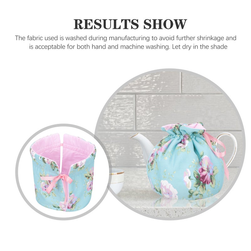 Tea Cozy Cover Insulated Cotton Tea Cosy Teapot Crowd Breakfast Square Sky-Blue 1Pack Burn Protection - Image 3