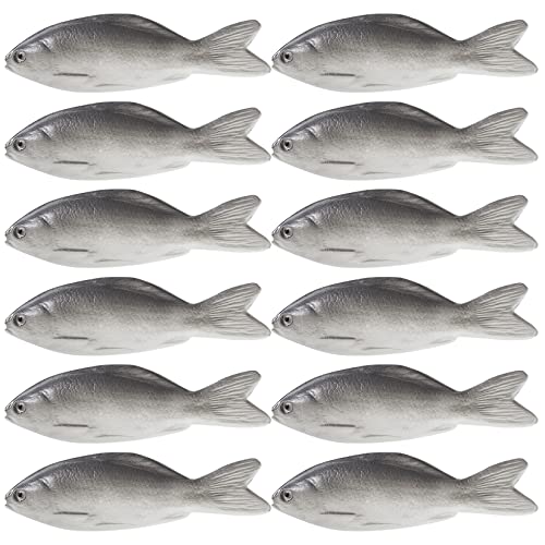 jiebor 12PCS Fake Fish Realistic Artificial Halloween Mode Small Rubber Sea Fish for Kitchen Home Market Display Decoration Photography Props