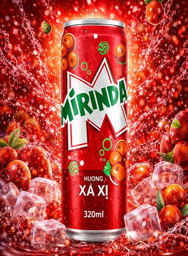 Pepsi MiRINDA Xá Xị (Sarsaparilla) Berry Flavoured Carbonated Soft Drink (Pack of 3) 320ml Can By COUGAR, Refreshing Fizzy Soda Beverage, Sweet & Aromatic Sparkling Drink, Ready to Serve Chilled, Single Serve for Parties, Picnics & Everyday Refreshment - (Imported-VIET) - Image 2
