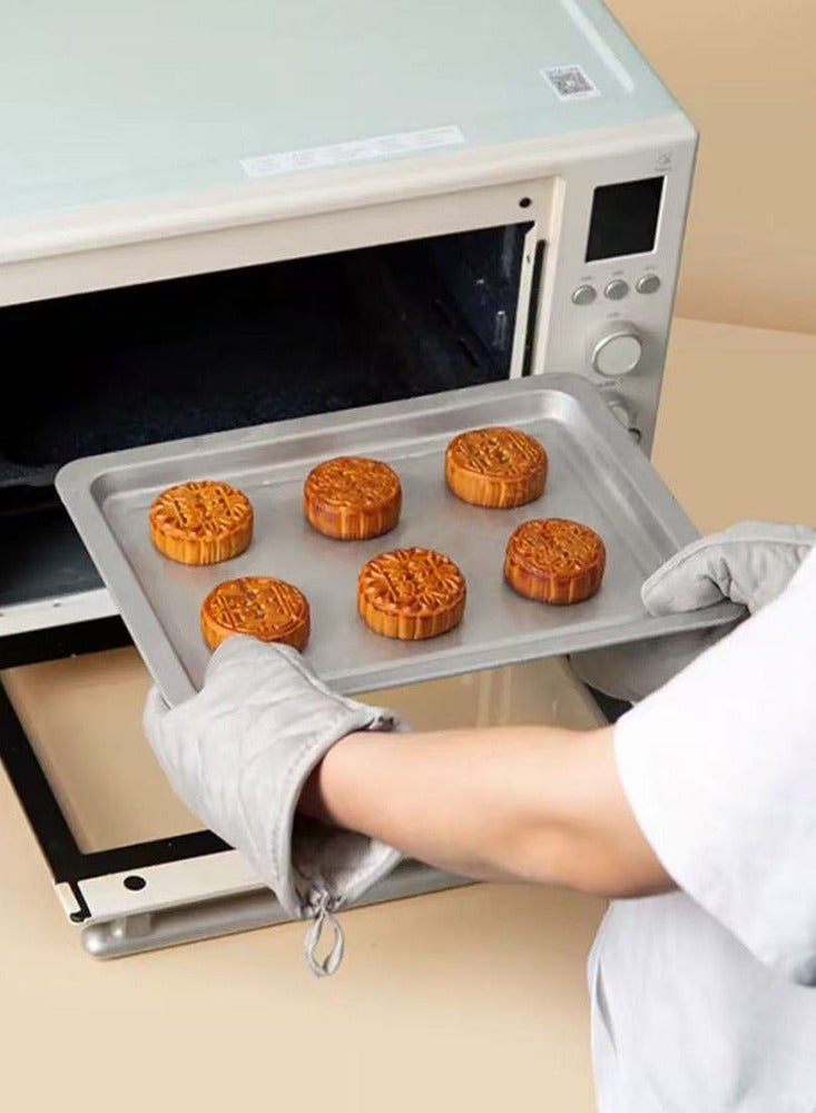 1pair Microwave Oven Heat Resistant Gloves Kitchen Essential Thicken Anti Steam Protect Long Professional Oven Mitts - Image 1