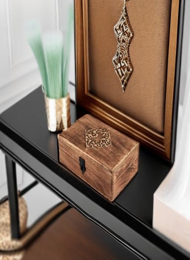 NIRMAN Handmade Wooden Jewellery Trinket Box Keepsake Storage Organizer with Hand Carved Celtic Design - Image 5