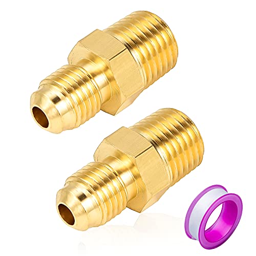 Breezliy 2 PCS Brass Tube Fitting, Half Union Gas Adapter 1/4" Flare x 1/4" NPT Male Pipe Connector - Image 1