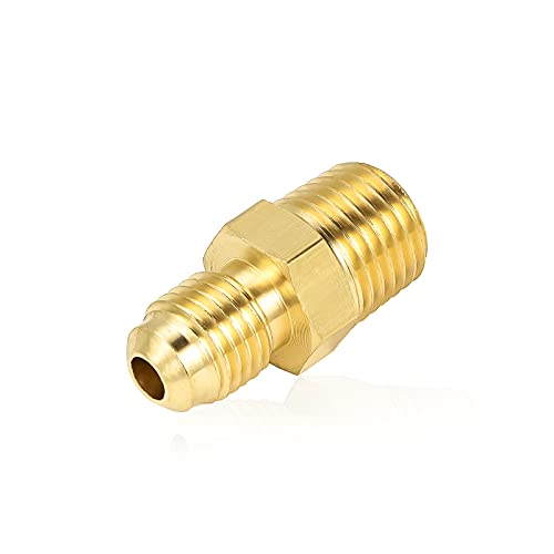 Breezliy 2 PCS Brass Tube Fitting, Half Union Gas Adapter 1/4" Flare x 1/4" NPT Male Pipe Connector - Image 3