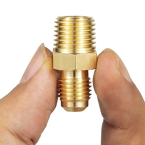 Breezliy 2 PCS Brass Tube Fitting, Half Union Gas Adapter 1/4" Flare x 1/4" NPT Male Pipe Connector - Image 4