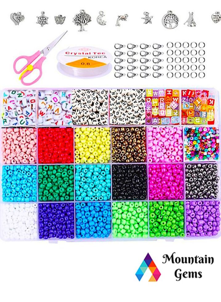 Mountain Gems Craft Beads Assorted Kit with Organizer Box for DIY Bracelets, Jewelry Making  - Image 1