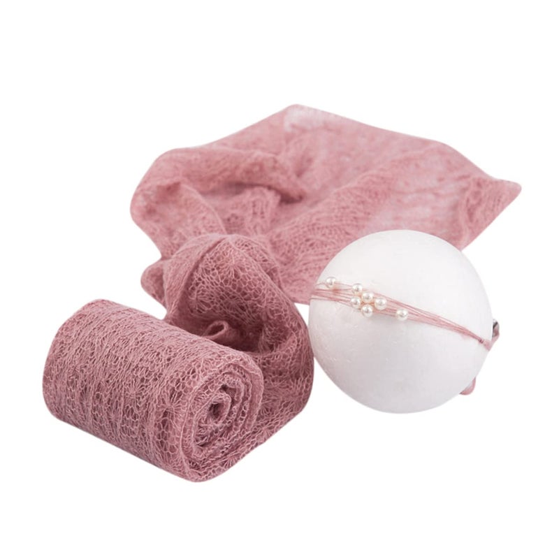 Milisten Mohair Baby Wrap Set For Newborn Photography Props Cream Color - Image 2