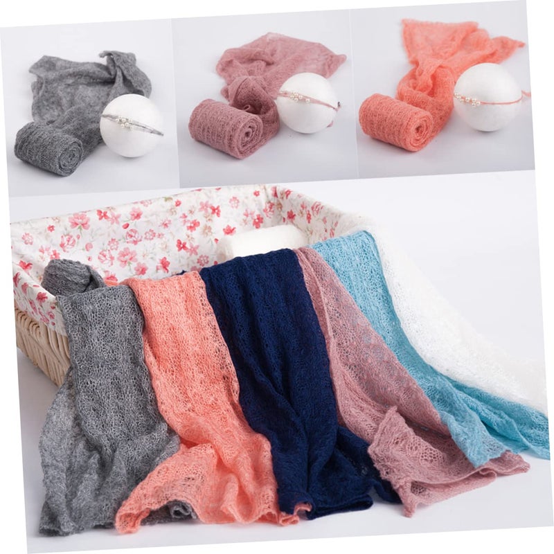 Milisten Mohair Baby Wrap Set For Newborn Photography Props Cream Color - Image 4