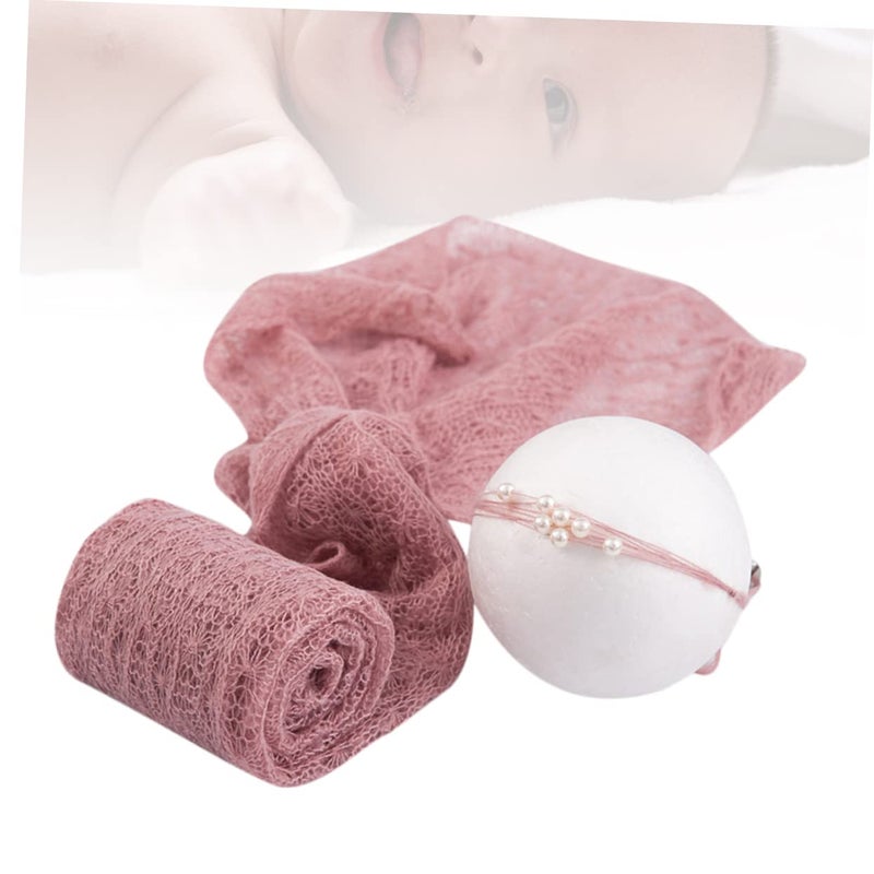 Milisten Mohair Baby Wrap Set For Newborn Photography Props Cream Color - Image 3