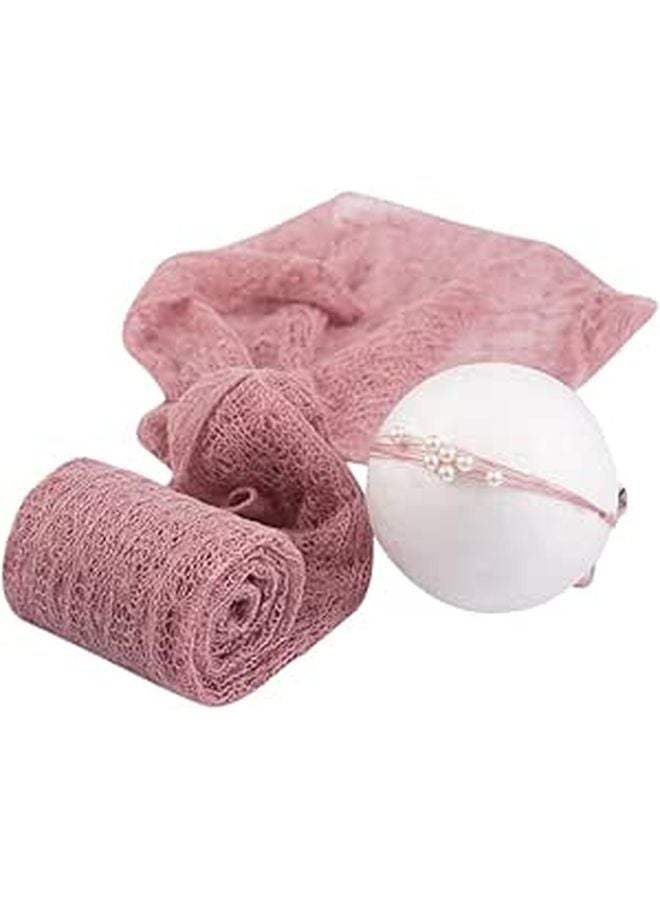 Milisten Mohair Baby Wrap Set For Newborn Photography Props Cream Color - Image 1