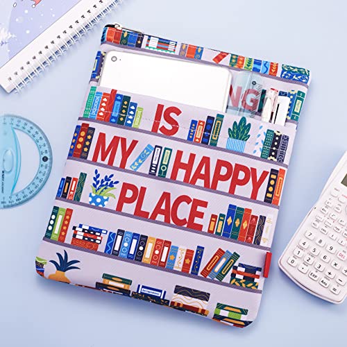LParkin Reading is My Happy Place Book Sleeves Protector Gift for Book Lover, Bookshelf Book Sleeve with Zipper, 11x8.5 Inch Washable Fabric Book Lovers Kindle Sleeve - Image 4