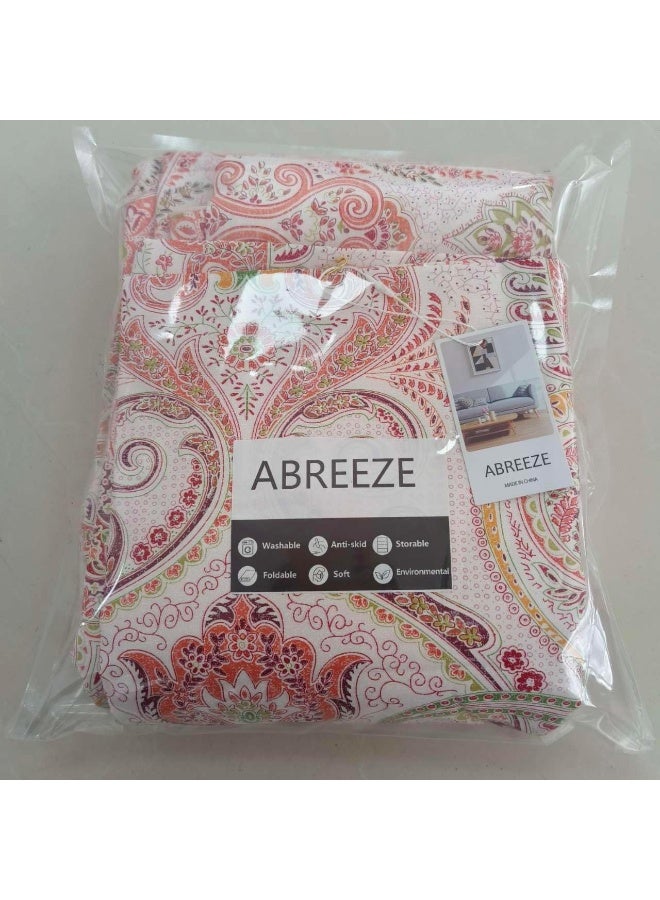ABREEZE Pink Paisley Print Bed Sheet Set Boho Bedding Set Farmhouse Decor 4pc Luxury Bedding Set Bohemian Damask Medallion 1000TC Egyptian Cotton Queen Size - Image 5