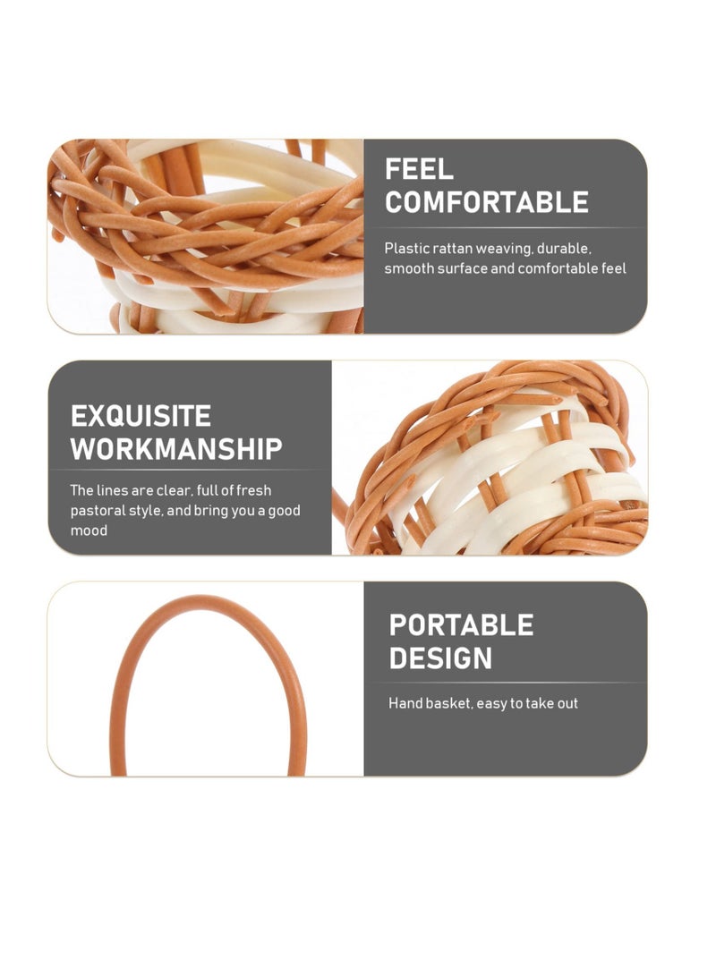 Excefore 10 قطع سلال منسوجة صغيرة، سلال جميلة لفتاة الزهور، سلال نزهة مصغرة، مثالية لزفاف النزهة عيد الميلاد ديكور ريفي - Image 3