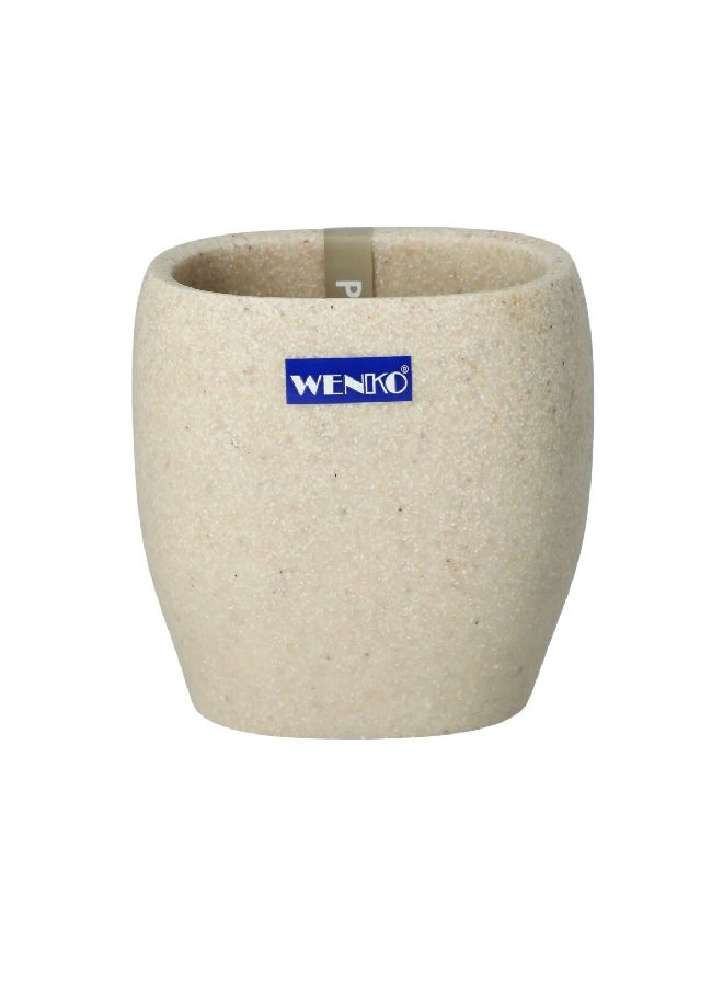 Wenko Puro Premium Quality Polyresin Tumbler Beige 9.3 x 9.5 x 6.6 cm 20474100 - Image 1