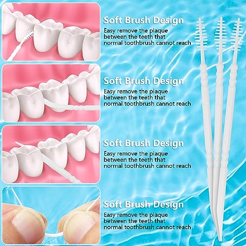 DanTicy Brushpicks Interdental Toothpicks,Soft Bristle Dental Floss Picks Toothpicks,Helps Removes Plaque and Debris Between Your Teeth 600PCS (Pack of 5) Mint - Image 4
