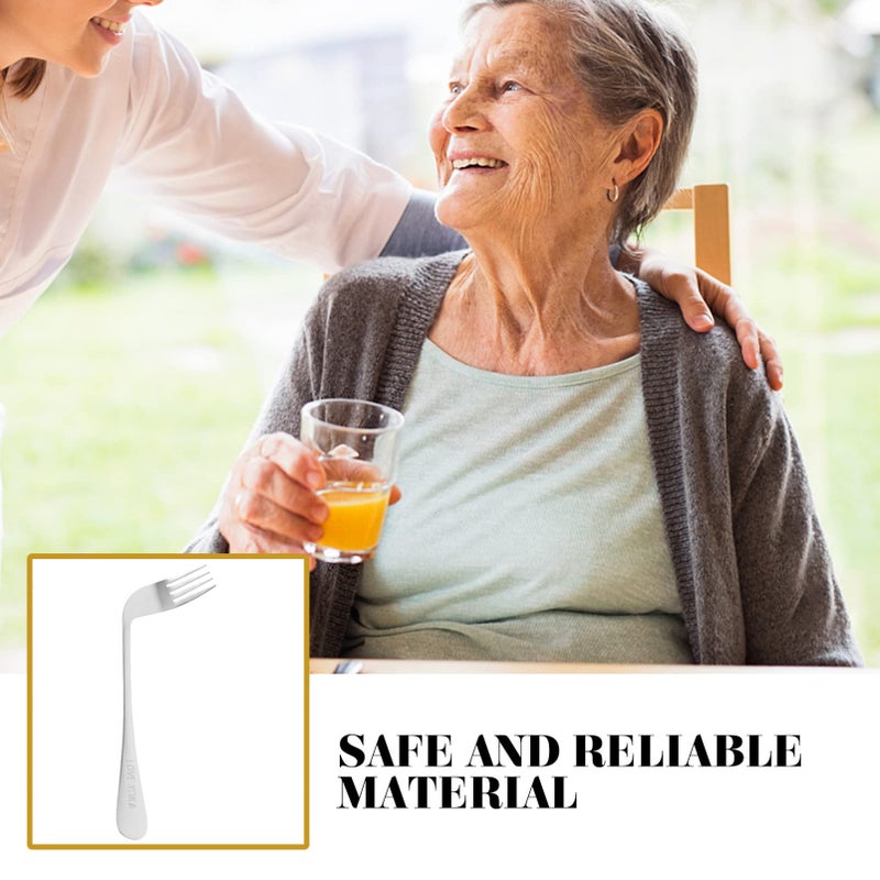 Stainless Steel Curved Left Hand Fork Lightweight Eating Aid For Seniors - Image 3
